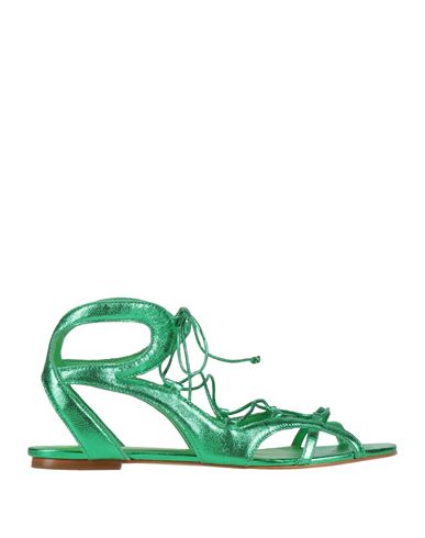 Carrano Woman Sandals Green Size 9 Leather In Green