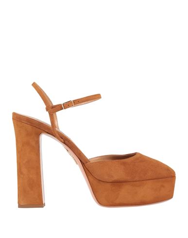 Aquazzura Woman Pumps Tan Size 12 Leather In Brown
