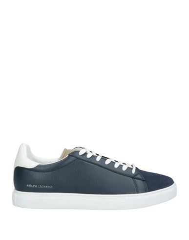 Armani Exchange Man Sneakers Midnight Blue Size 10 Cow Leather In Blue