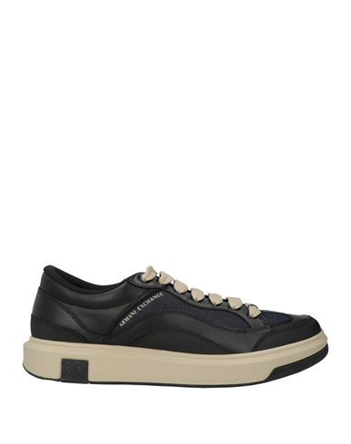 Armani Exchange Man Sneakers Black Size 9 Polyester, Polyurethane Coated, Cotton In Black
