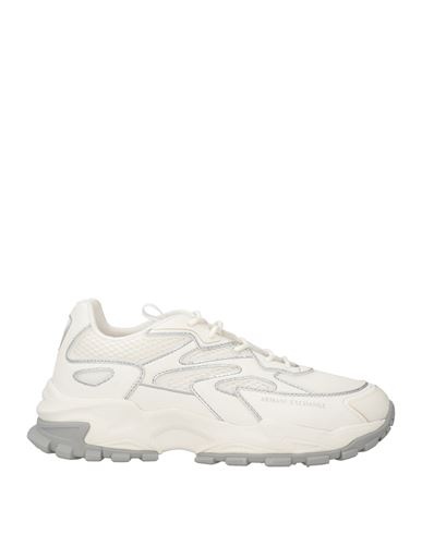 Armani Exchange Man Sneakers Ivory Size 9 Polyester, Polyurethane Coated, Thermoplastic Polyurethane In White