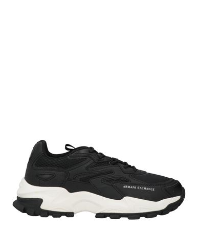 Armani Exchange Man Sneakers Black Size 8 Polyester, Polyurethane Coated, Thermoplastic Polyurethane In Black