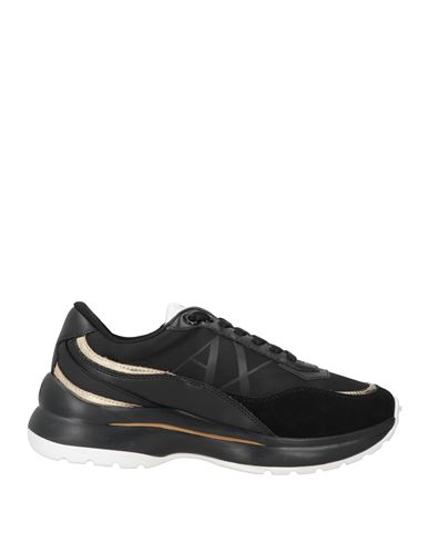 Armani Exchange Woman Sneakers Black Size 7.5 Polyamide, Polyurethane Coated, Cow Leather In Black