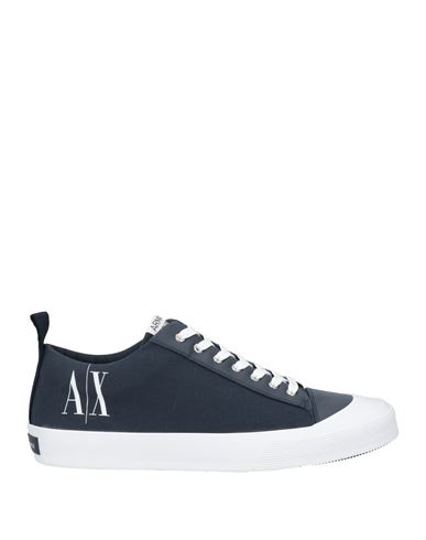 Armani Exchange Man Sneakers Navy Size 8 Cotton, Polyurethane, Polyester, Rubber In Navy