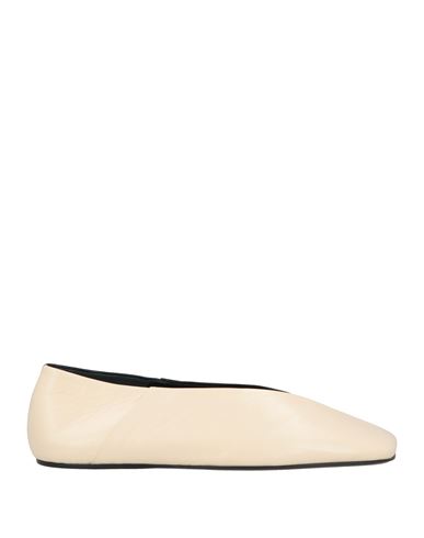 Jil Sander Off-white & Black Square Toe Ballerina Flats In White