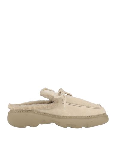 Burberry Man Mules & Clogs Sand Size 9 Calfskin, Shearling In Beige