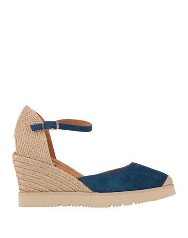 UNISA UNISA WOMAN ESPADRILLES BLUE SIZE 8 LEATHER, TEXTILE FIBERS 