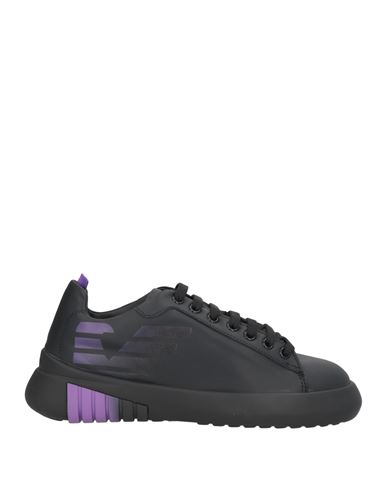 Emporio Armani Woman Sneakers Black Size 7.5 Leather In Black