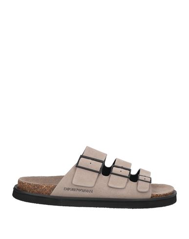 Emporio Armani Man Sandals Taupe Size 9 Calfskin In Multi