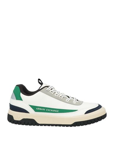 Armani Exchange Man Sneakers Green Size 9 Polyester, Polyurethane In White