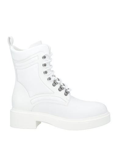 Emporio Armani Woman Ankle Boots White Size 9.5 Leather, Textile Fibers