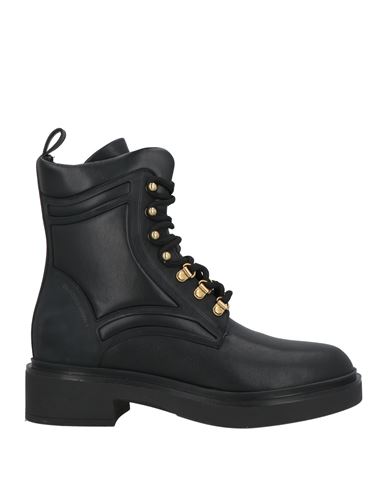 Emporio Armani Woman Ankle Boots Black Size 7.5 Leather, Textile Fibers In Black