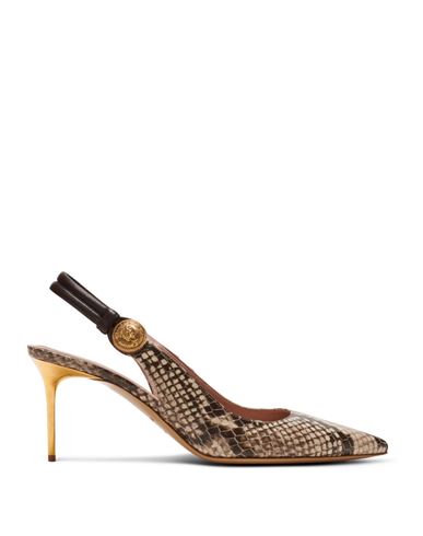 Alma Snakeskin-effect Leather Slingbacks Woman Pumps Brown Size 8 Leather