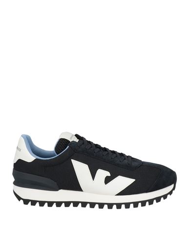 Emporio Armani Man Sneakers Black Size 9 Polyester, Cow Leather, Polyurethane Coated In Black