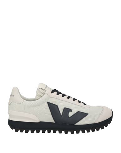 Emporio Armani Man Sneakers Light Grey Size 10 Polyester, Cow Leather, Polyurethane Coated In Grey