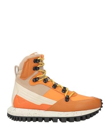 Emporio Armani Man Ankle Boots Orange Size 9 Cow Leather, Textile Fibers In Orange