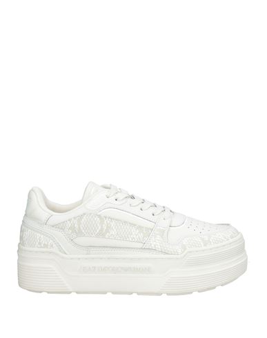 Ea7 Woman Sneakers White Size 8 Cow Leather, Polyamide In White