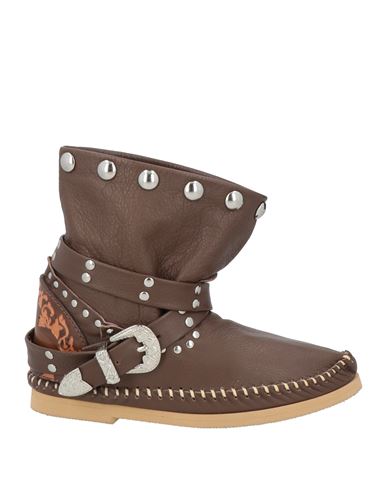 L' Artigiano Di Riccione Woman Ankle Boots Dark Brown Size 6 Leather In Brown