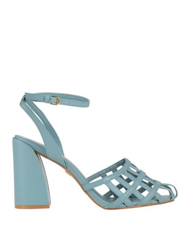 Carrano Woman Sandals Light Blue Size 10 Leather In Blue