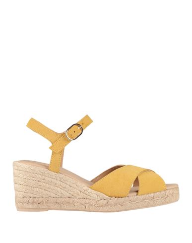 Geox Woman Espadrilles Yellow Size 7 Leather In Yellow