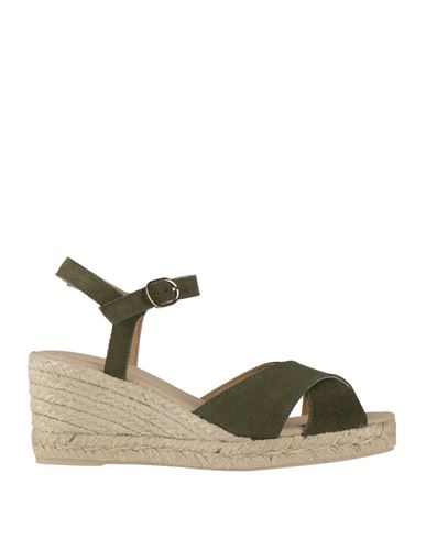 Geox Woman Espadrilles Military Green Size 8 Leather