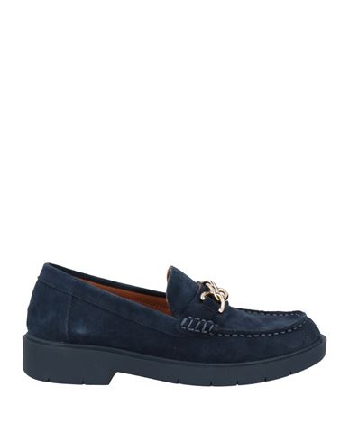 Geox Woman Loafers Navy Size 8 Leather In Navy
