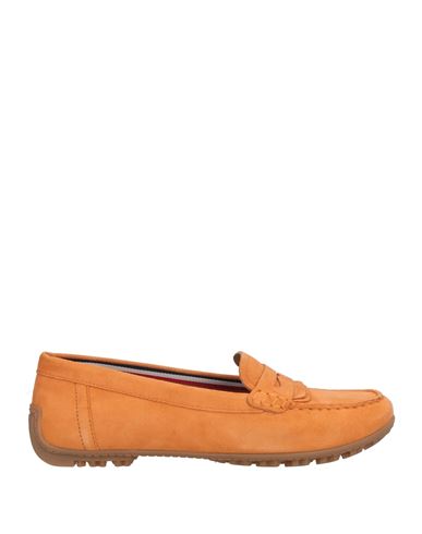 Geox Woman Loafers Orange Size 8 Leather In Orange