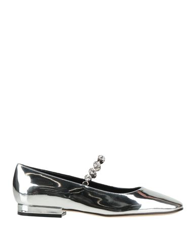 SERGIO ROSSI SERGIO ROSSI WOMAN BALLET FLATS SILVER SIZE 7.5 CALFSKIN 