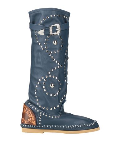 L' Artigiano Di Riccione Woman Boot Midnight Blue Size 6 Leather In Blue