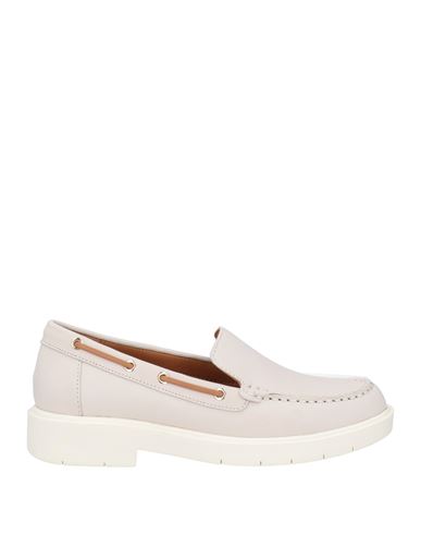 Geox Woman Loafers Light Grey Size 7 Leather In Grey