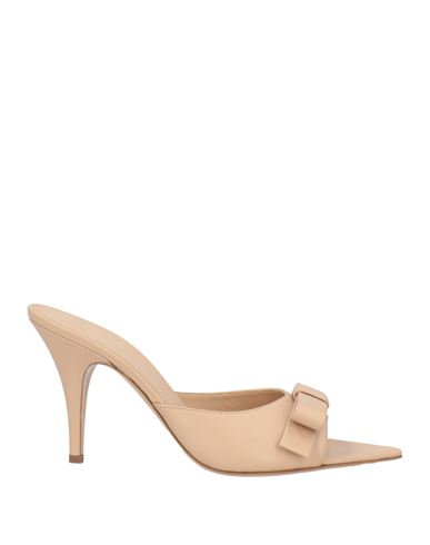 Gia Borghini Woman Sandals Beige Size 11 Leather In Neutral