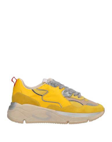Serafini Woman Sneakers Yellow Size 10 Leather, Textile Fibers In Yellow