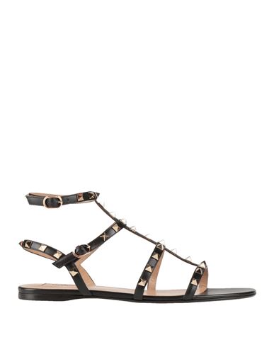 Valentino Garavani Woman Sandals Black Size 8 Leather In Black