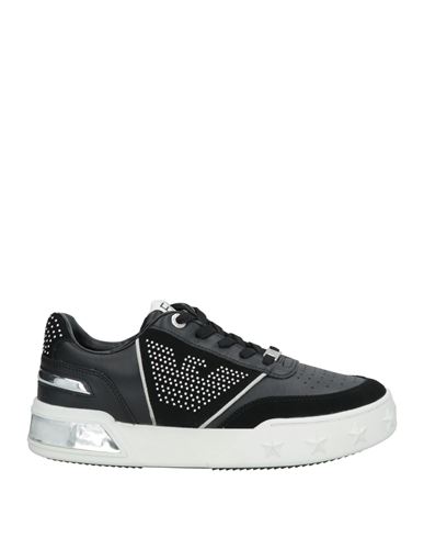 Ea7 Woman Sneakers Black Size 8 Leather In Black