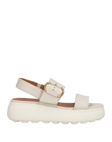 Geox Woman Sandals Off White Size 8 Leather In Off White