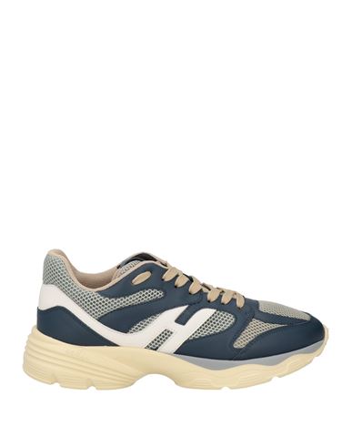 Hogan Man Sneakers Navy Size 8 Leather, Textile Fibers In Navy