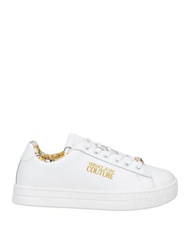 VERSACE JEANS COUTURE VERSACE JEANS COUTURE WOMAN SNEAKERS WHITE SIZE 7 LEATHER, RUBBER 