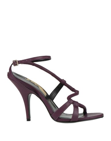 Patrizia Pepe Woman Sandals Plum Size 8 Leather In Purple