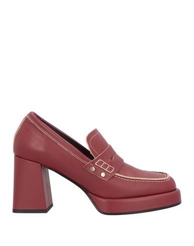 Janet & Janet Woman Loafers Brick Size 9 Calfskin In Red