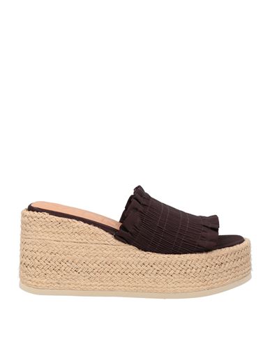 Ganni Woman Espadrilles Chocolate Brown Size 8 Textile Fibers In Brown