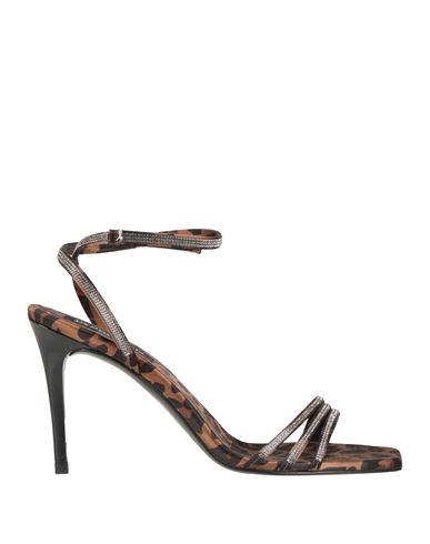 Pedro Garcia Pedro García Woman Sandals Brown Size 7 Textile Fibers In Brown