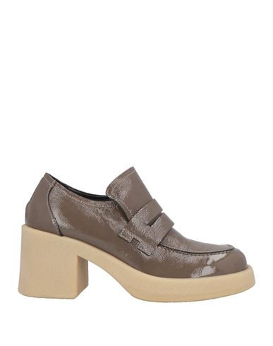 Janet & Janet Woman Loafers Taupe Size 8 Leather In Grey