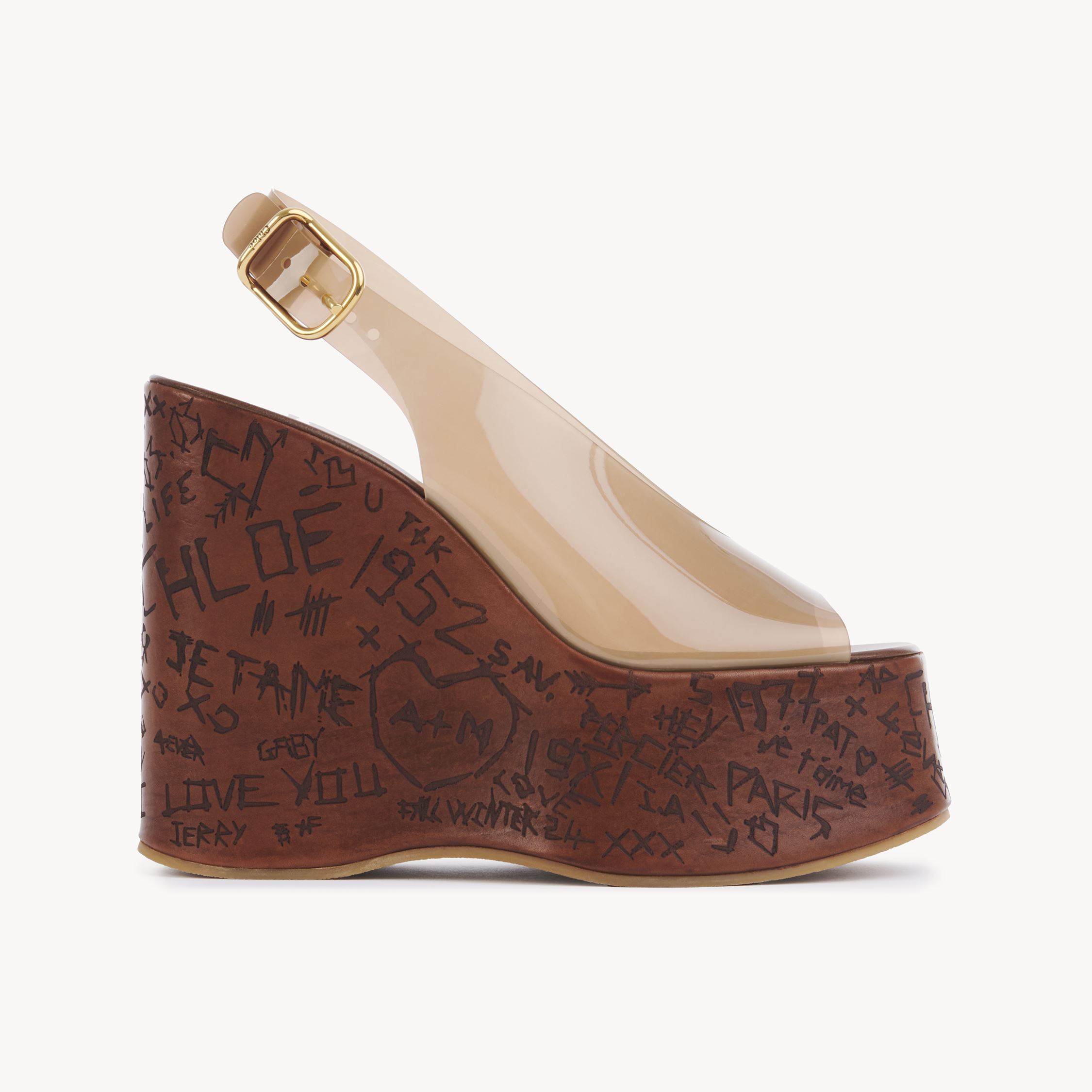 Shop Chloé Maxime Wedge Sandal Brown Size 8 100% Thermoplastic Polyurethane