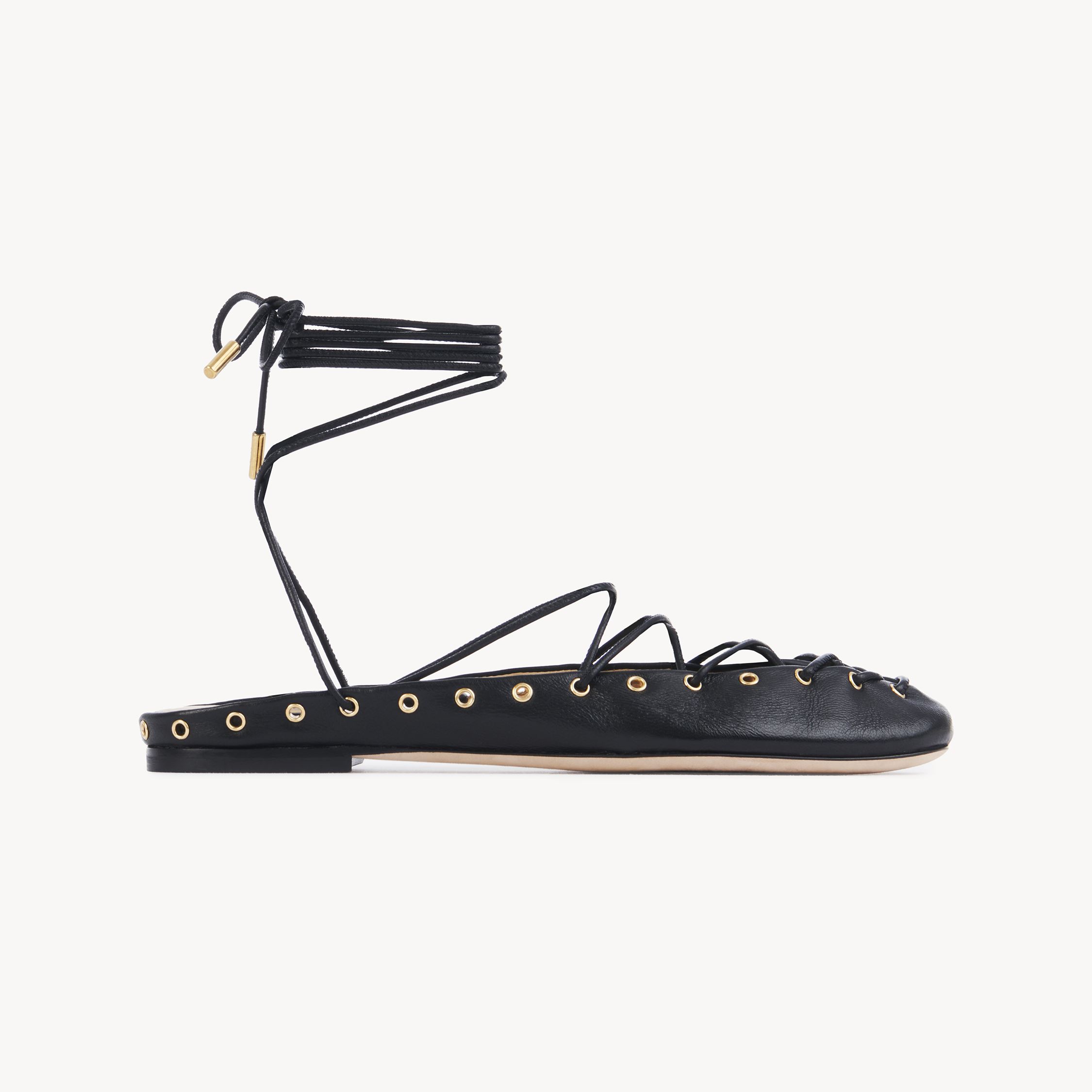Chloé Ghillies Leather Ballet Flats In Black