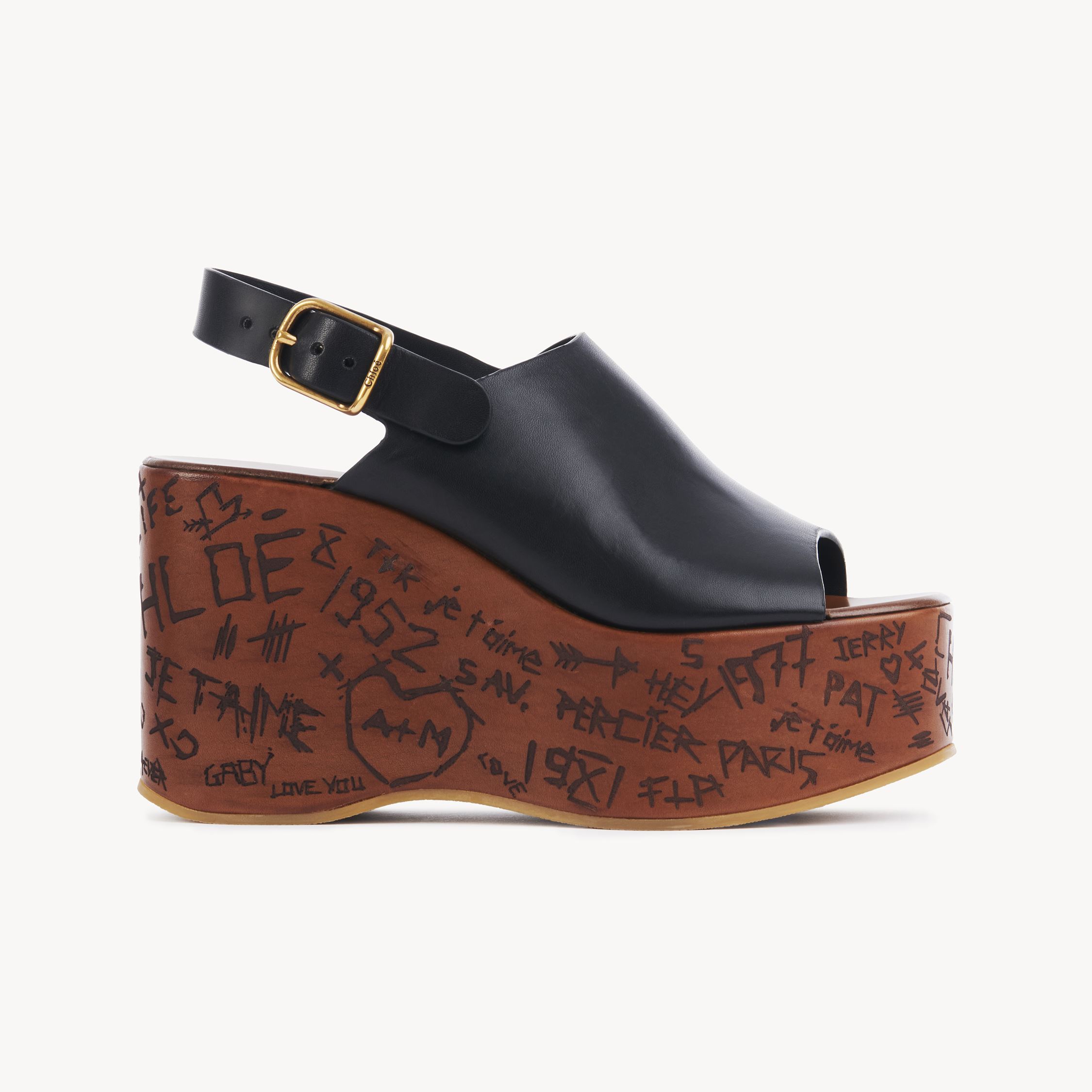 Chloé Maxime Wedge Sandals In Black
