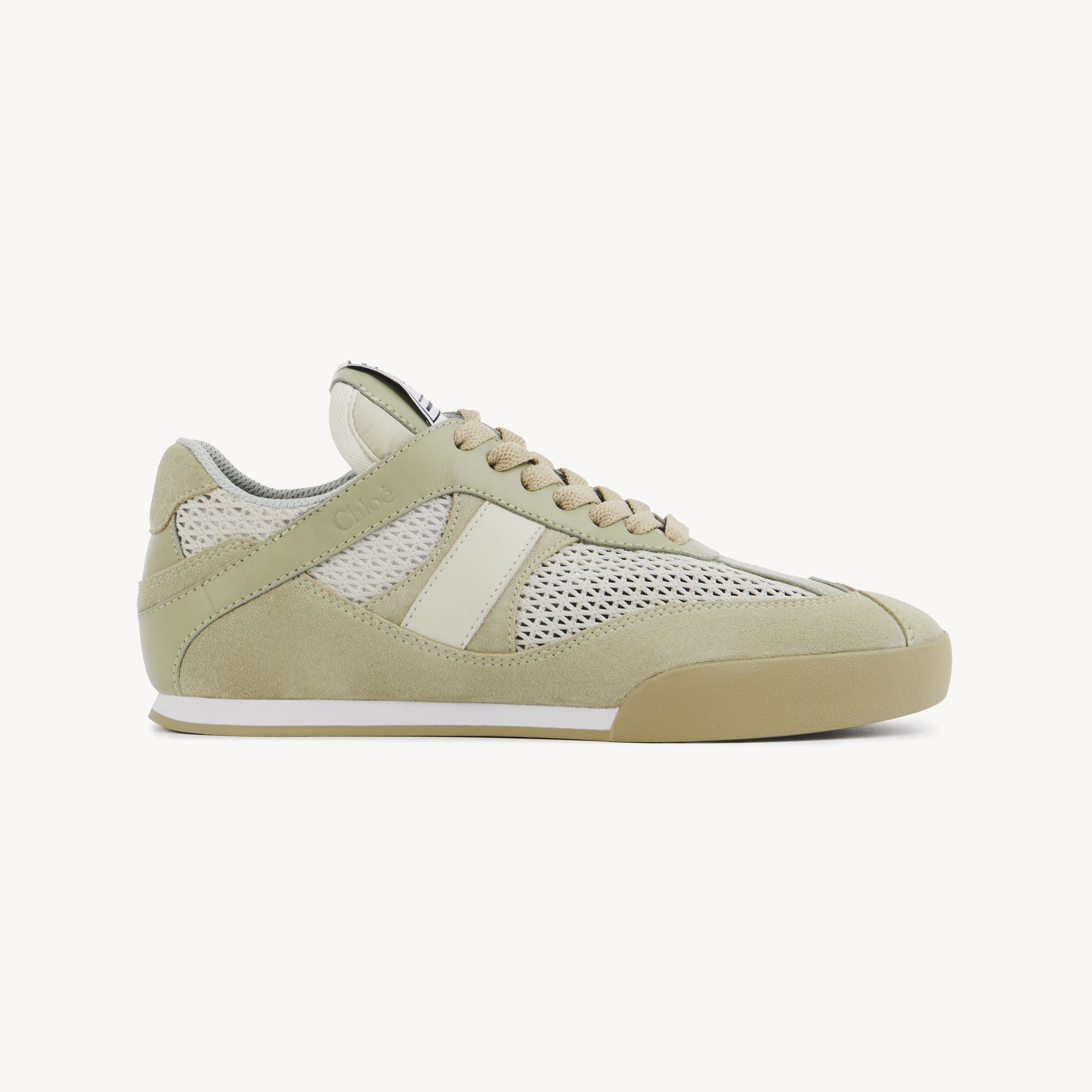 Chloé Kick Mesh And Leather Low-top Sneakers In Gold