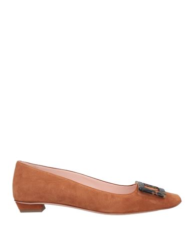 Roger Vivier Woman Ballet Flats Tan Size 12 Leather In Brown