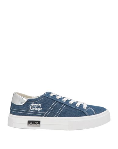 Armani Exchange Woman Sneakers Blue Size 5 Cotton, Polyester, Polyurethane Coated In Blue