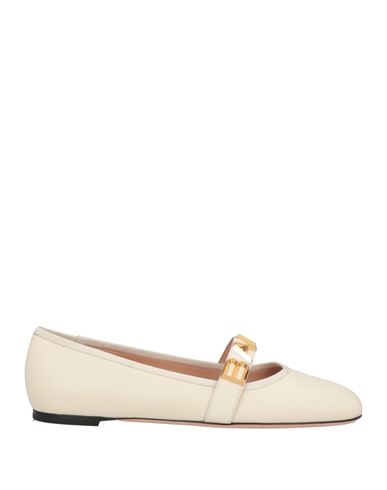 Bally Woman Ballet Flats Ivory Size 7.5 Lambskin In White