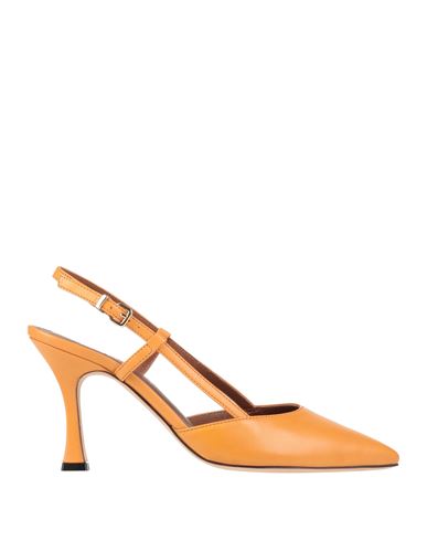 Evaluna Woman Pumps Mandarin Size 7.5 Leather In Mandarin